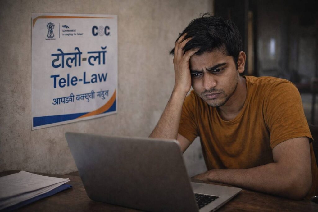 CSC Tele-Law Service 2026 के तहत छात्र स्कॉलरशिप समस्या और साइबर फ्रॉड के लिए कानूनी सलाह लेते हुए