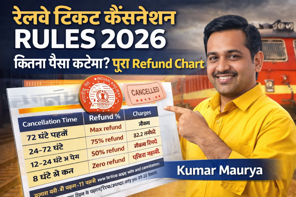 रेलवे टिकट कैंसलेशन नियम 2026 चार्ट
