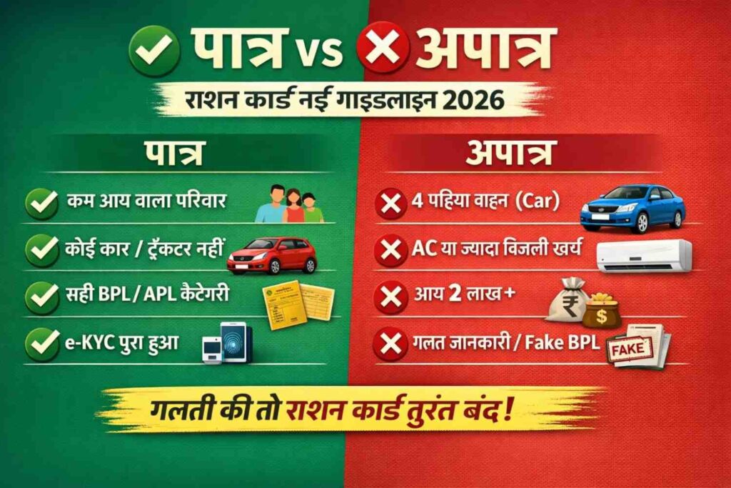 Ration Card Patra vs Apatra List 2026: Green Tick for Eligible, Red Cross for Ineligible - Car, AC, Income Rules in Hindi