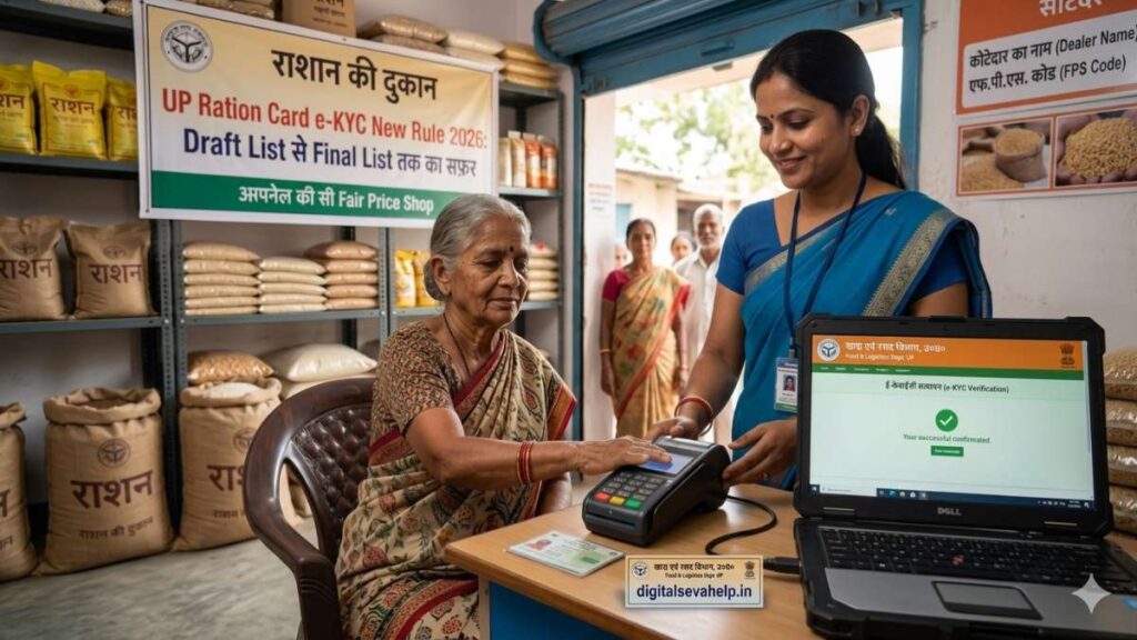 UP Ration Card New Update 2026: Draft List से Final List तक e-KYC सत्यापन प्रक्रिया, digitalsevahelp.in