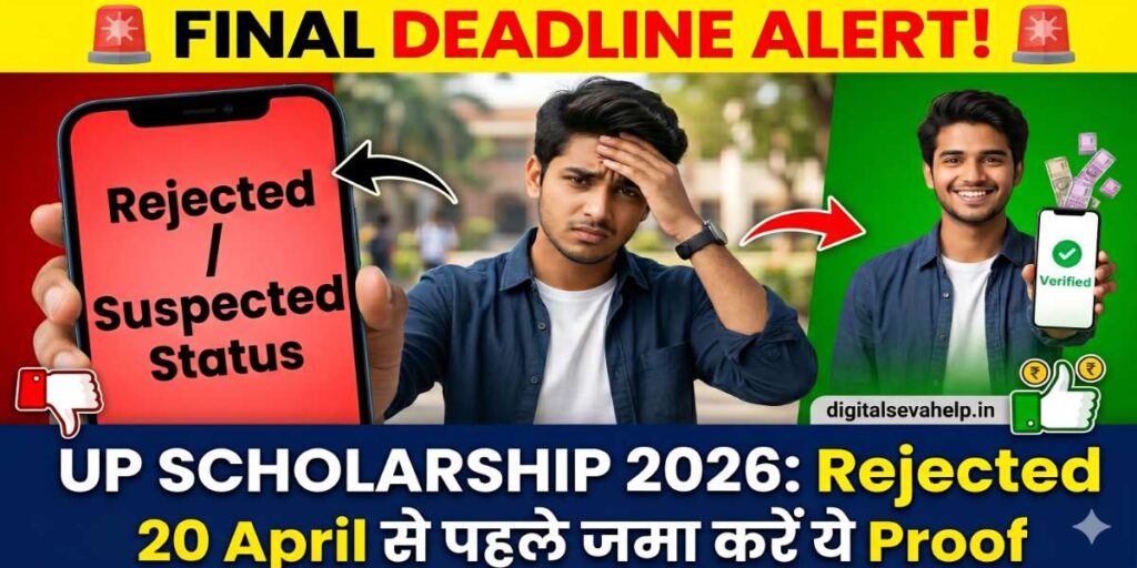 UP Scholarship Status Correction 2026 Deadline Alert Rejected Students Fix digitalsevahelp.in